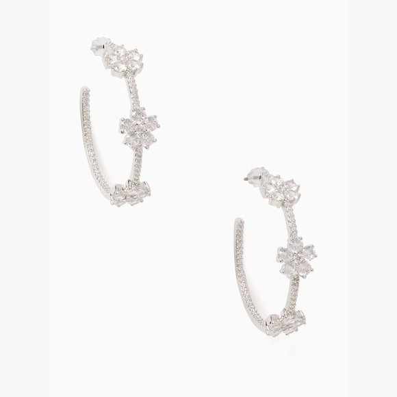 kate spade Jewelry - kate spade Silver Gleaming Gardenia Flower Hoops/NWT